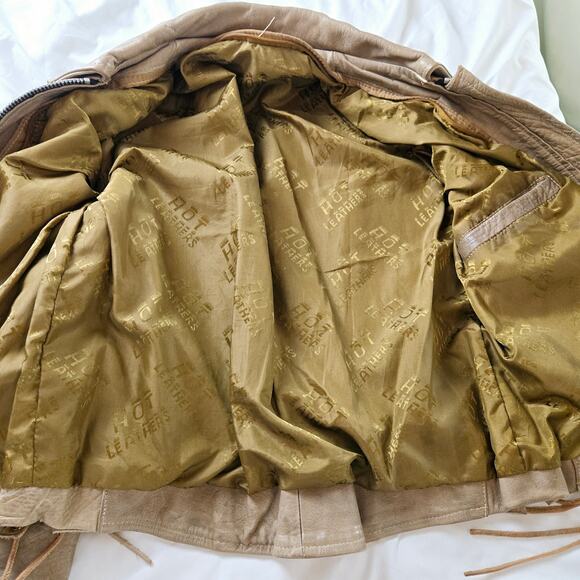 Tan Hot Leathers Motorcycle Jacket w Adjustable Straps - Picture 12 of 16